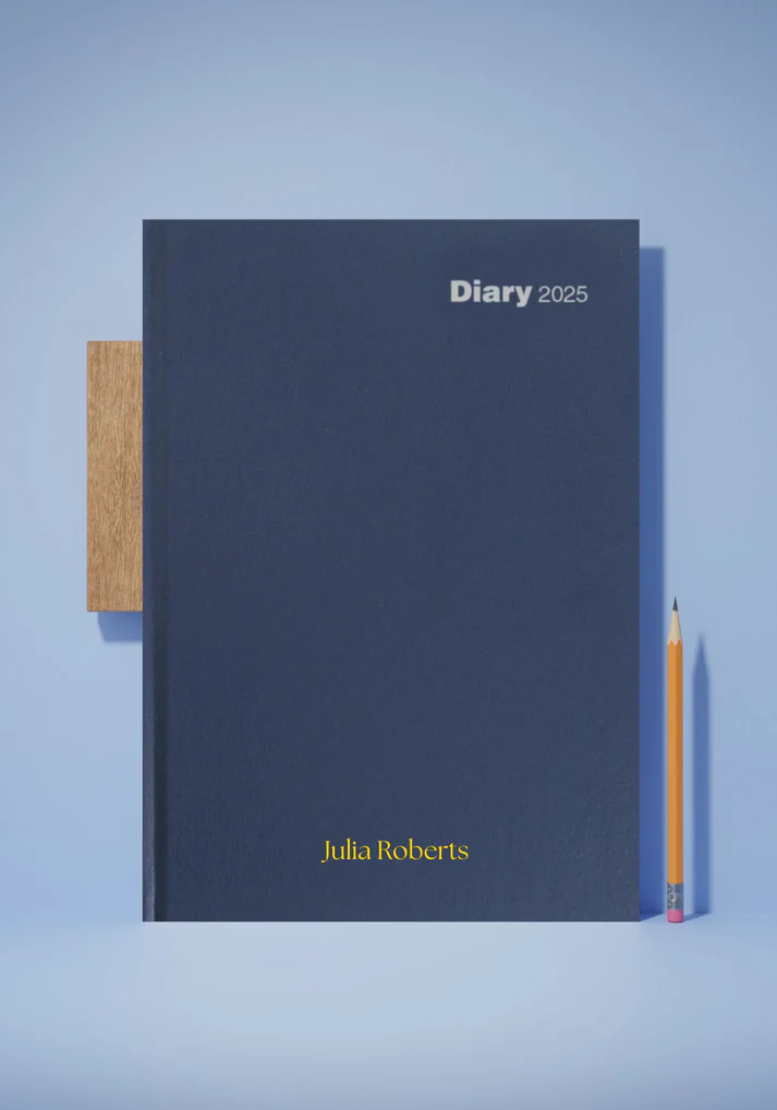 Blue personalized embossed diary